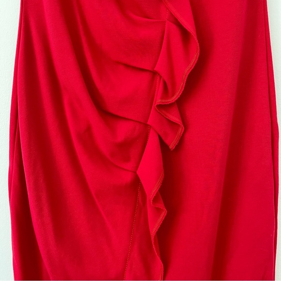 Lafayette 148 New York Ruched Ruffle Front Sleeveless Sheath Dress In Red (X1) - Picture 5 of 15